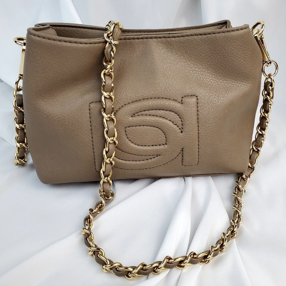 🔹️Bebe Taupe Lara Faux Leather Crossbody Purse